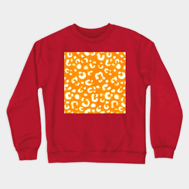 Orange Handmade Leopard Texture Crewneck Sweatshirt by Carolina Díaz